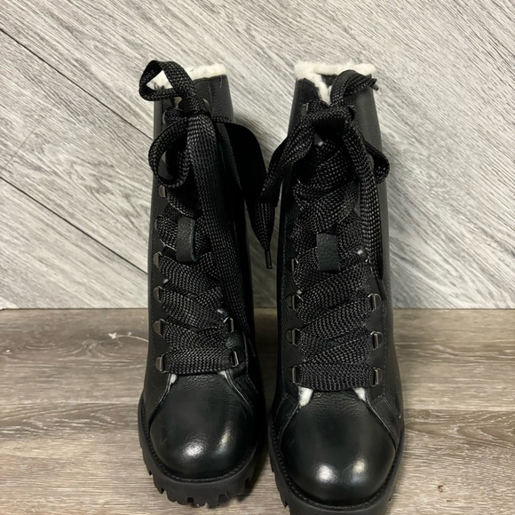 SCHUTZ | Zara Winter Ankle Heeled Boots Fur Lined Size 8.5 - Picture 4 of 15